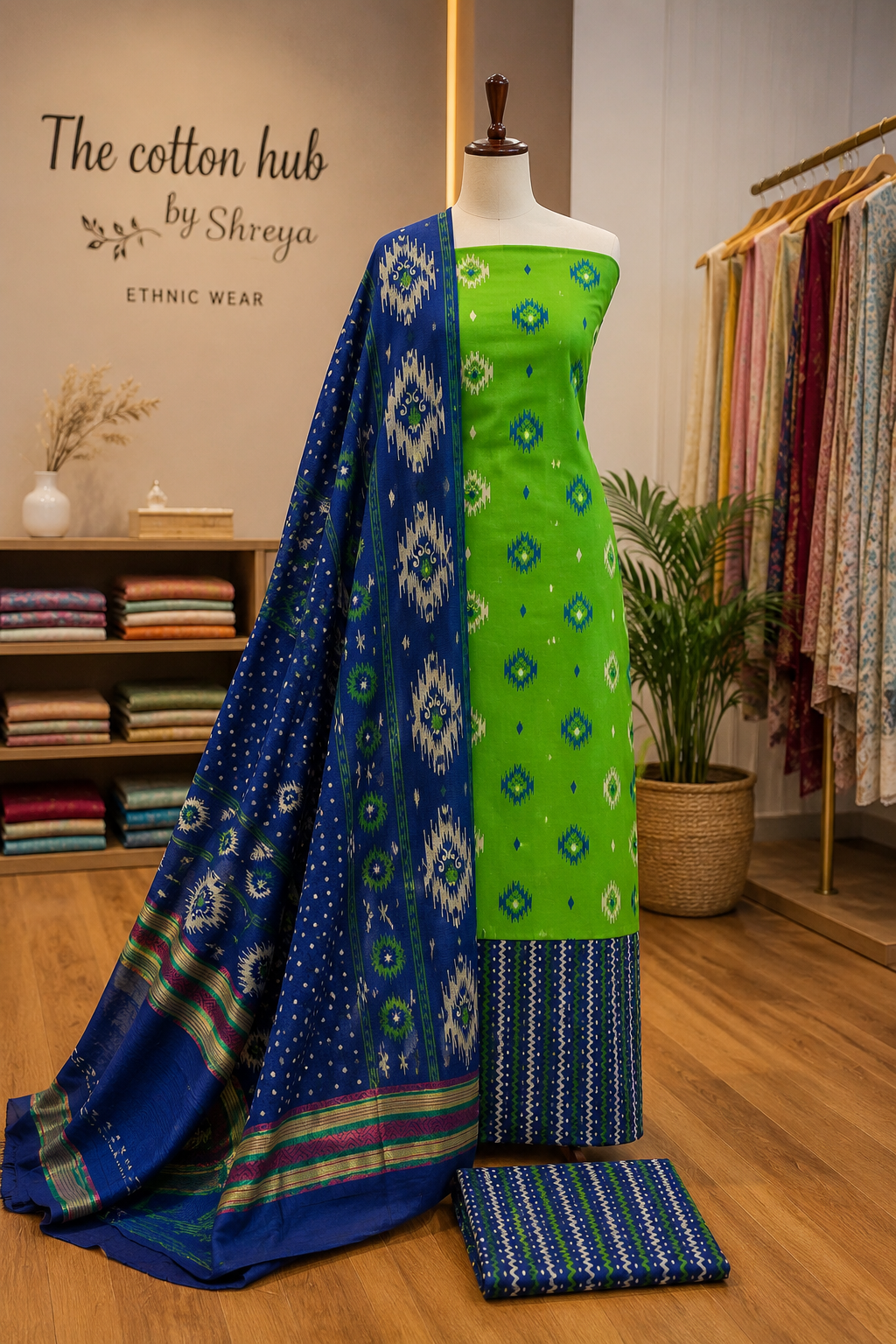 Unstitched suit-Bagru cotton suit-40