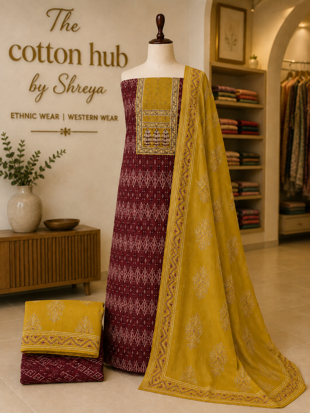 Semi stitched kalamkari suit-41