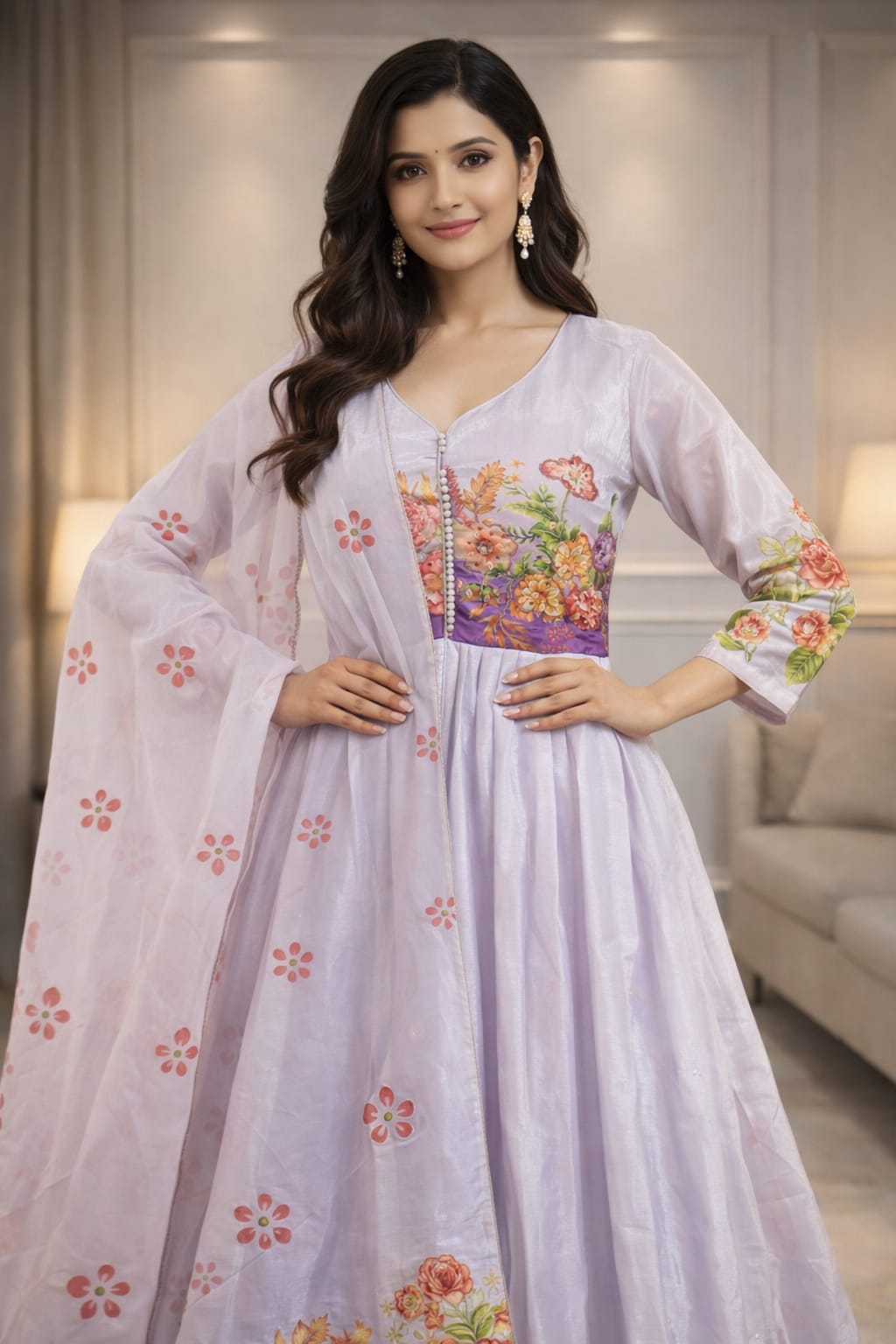 Anarkali suit with organza dupppta-60