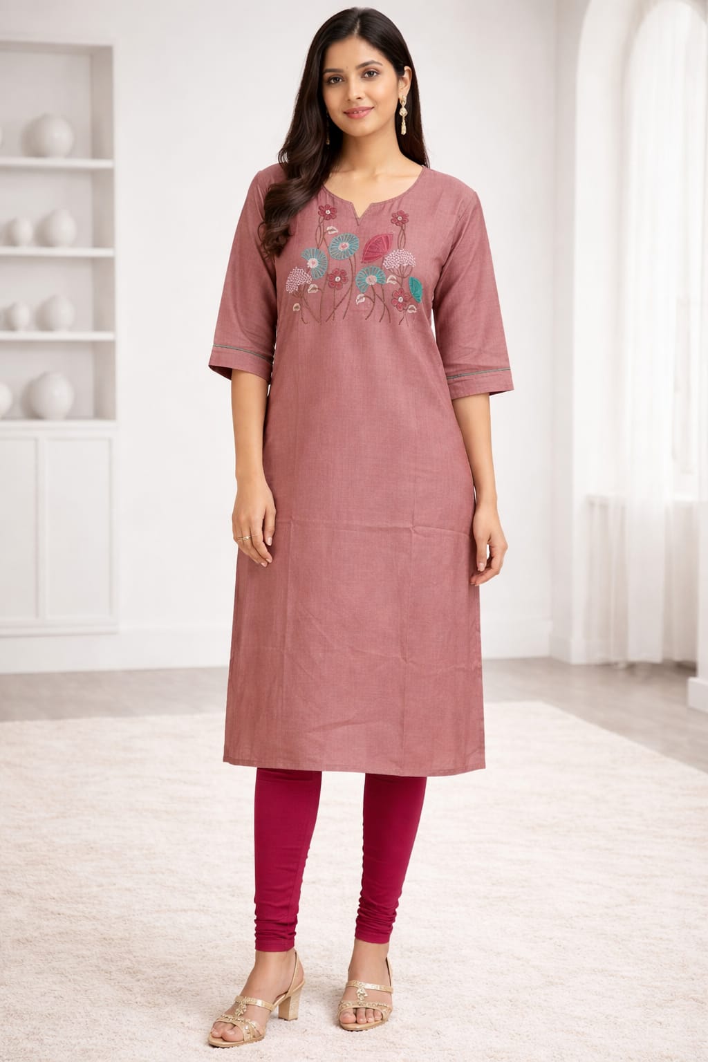 Mul chanderi  kurti floral-46