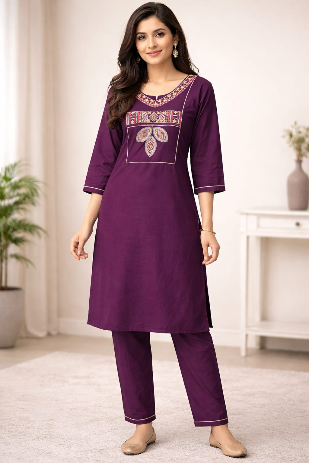 Dhabu cotton co-ord set with gamthi work