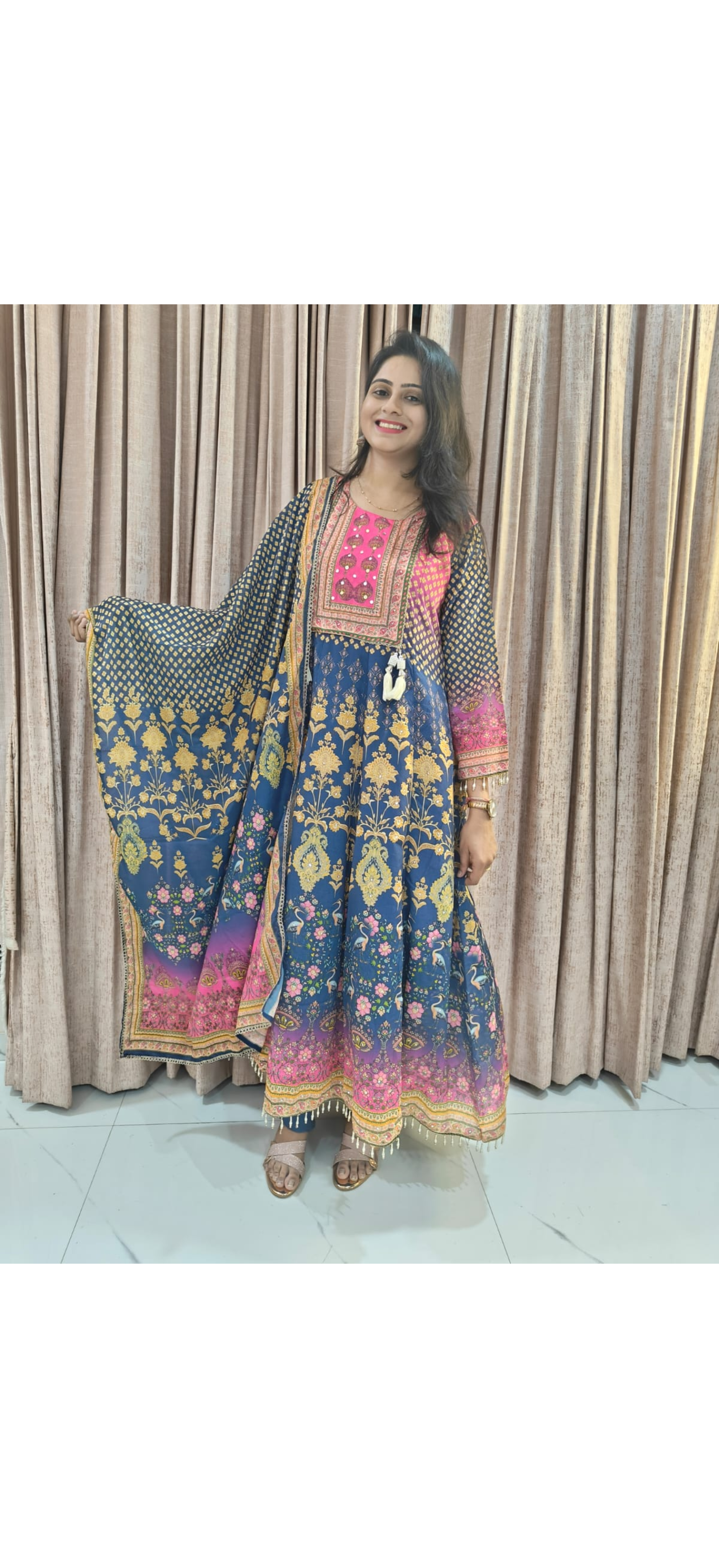 Anarkali suit with handwork & digital print-Celebrity style collection