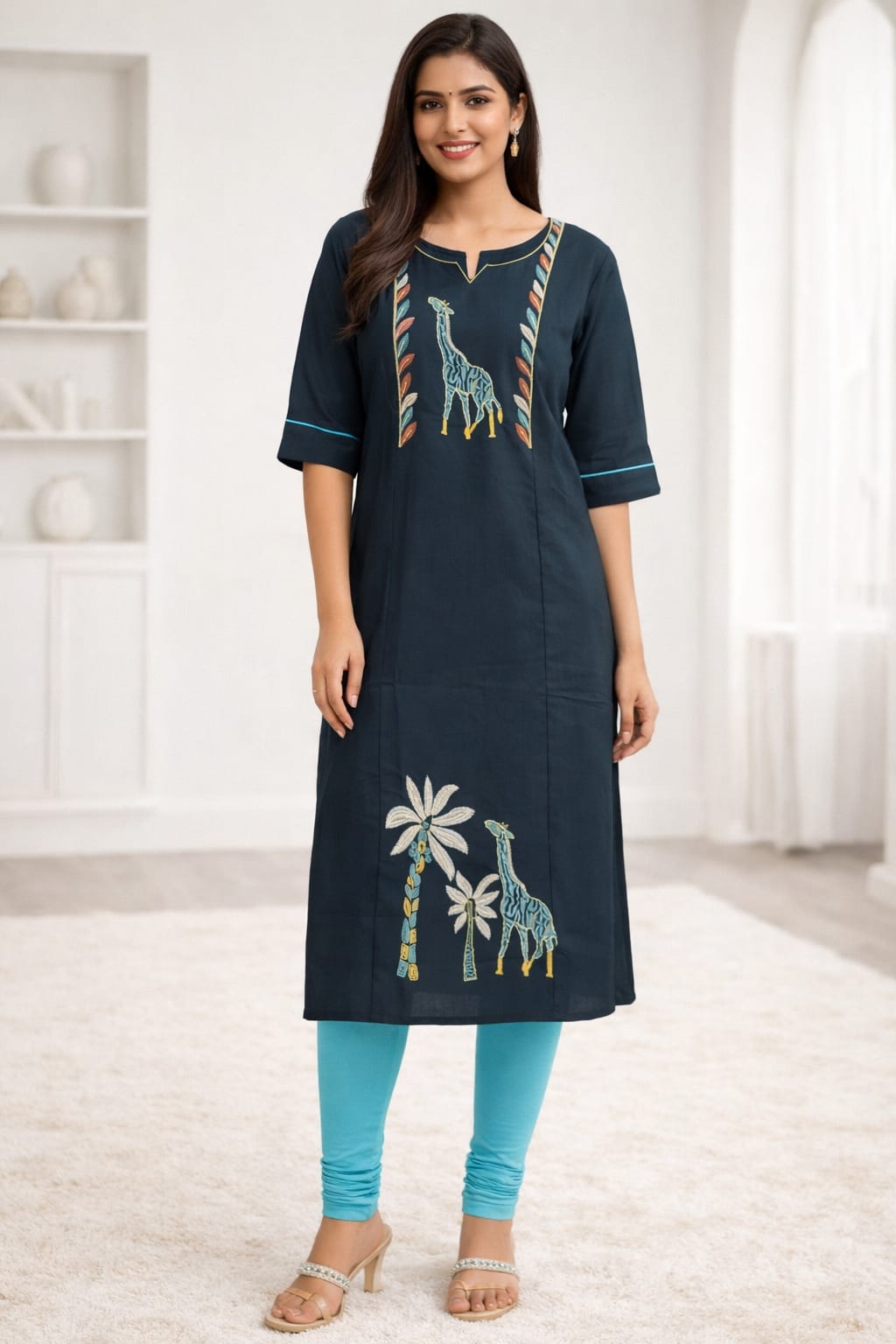 Designer kurti-mul chanderi